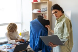 1medium shot women repair sale shop